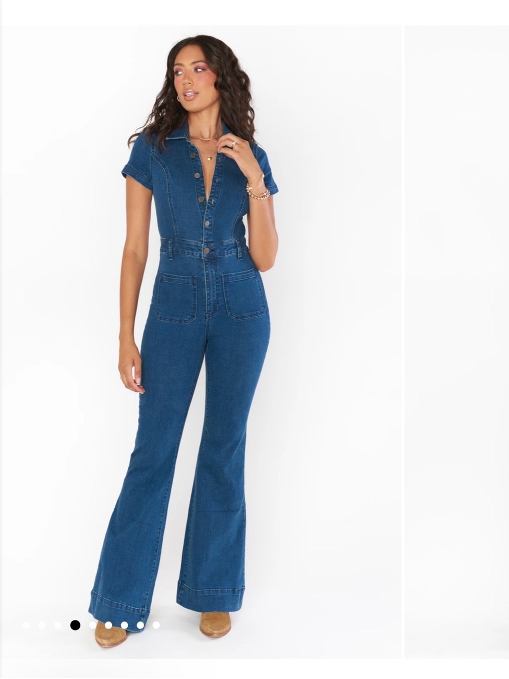 Show Me Your MuMu Indigo Denim Wide-Leg Jumpsuit - Picture 2 of 3